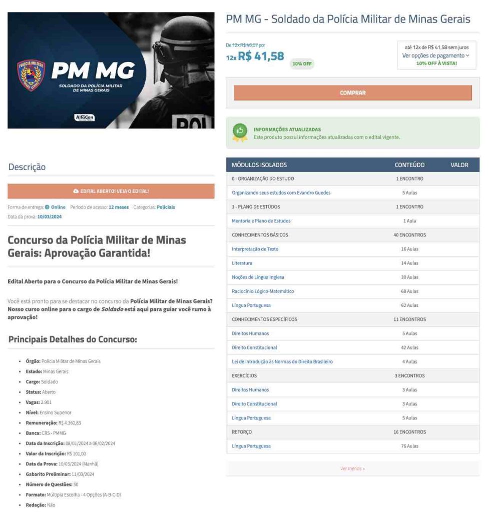 PM MG – PÓS EDITAL – (SOLDADO) – ALFACON 2023