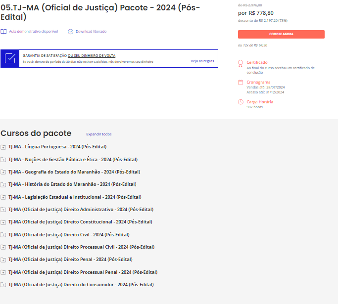 RATEIO TJ MA – PÓS EDITAL – (OFICIAL DE JUSTIÇA ) – ESTRATÉGIA 2024