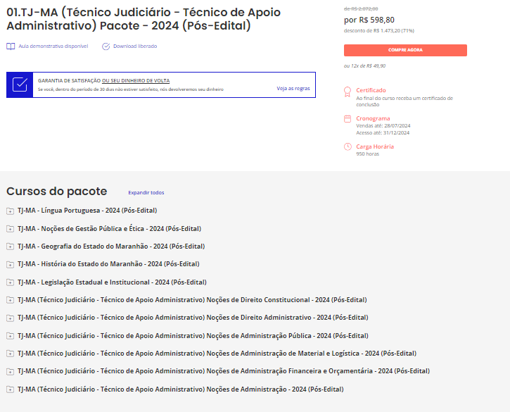 RATEIO TJ MA – PÓS EDITAL – (TECNICO JUDICIARIO - TECNICO DE APOIO ADMINISTRATIVO ) – ESTRATÉGIA 2024