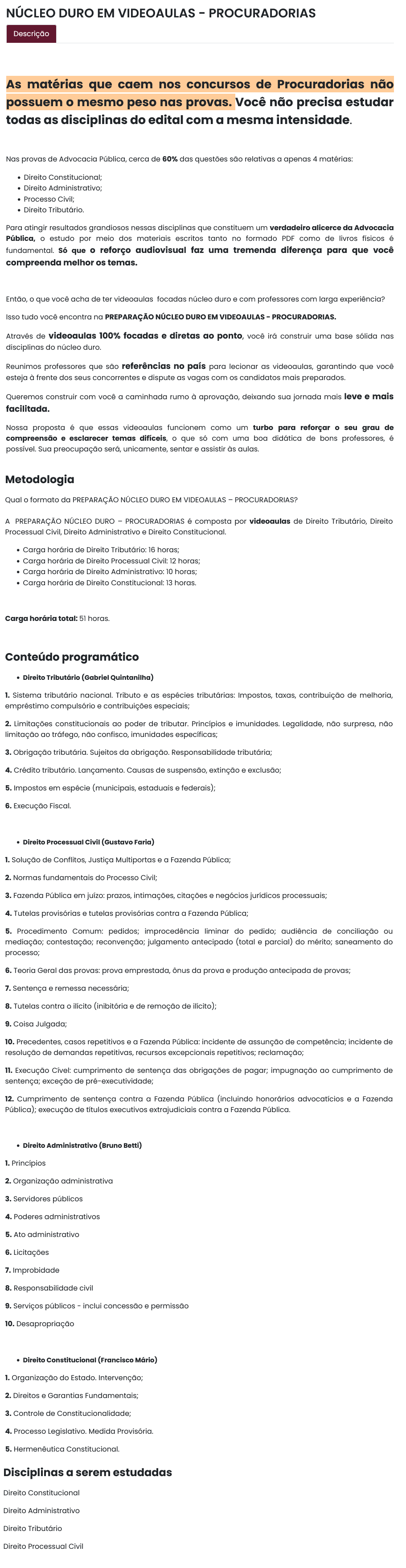 RATEIO APROVAÇÃO PGE - NÚCLEO DURO EM VIDEOS - PROCURADORIAS - 2024